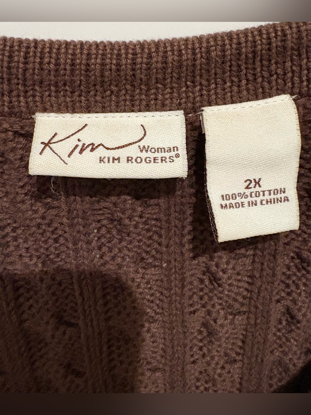 Kim Rogers 2x Women's darker Brown Cable-Knit Button Cardigan Sweater - Picture 4 of 4
